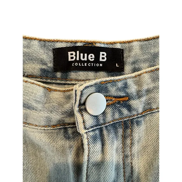 Blue B Rhinestone Fringe Distressed Denim Jean Shorts Women’s Size Large - Image 5