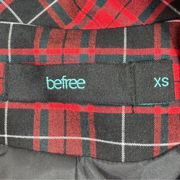 BeFree Tartan Plaid Double Breasted Tie Waist Trench‎ Overcoat Red XS - Image 11