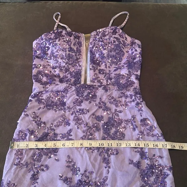 SOLD Purple Mermaid Fit Prom Party Dress Sparkly Sequins Lace Up Back Size 2 - Image 11