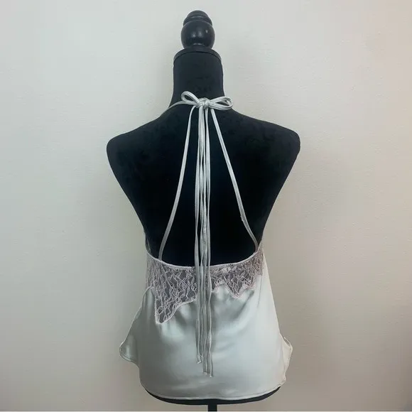 Zara Women's XL Camisole Silver Pastel Pink Dainty Lace Trim Y2K Whimsical Fairy - Image 2