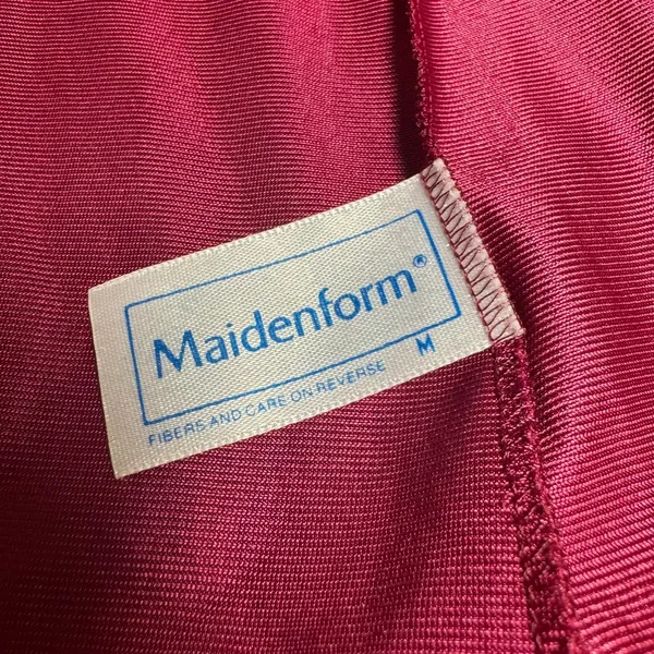 Maidenform Vintage Made in USA Union Made Lace Satin Nightgown Burgundy Medium - Image 6