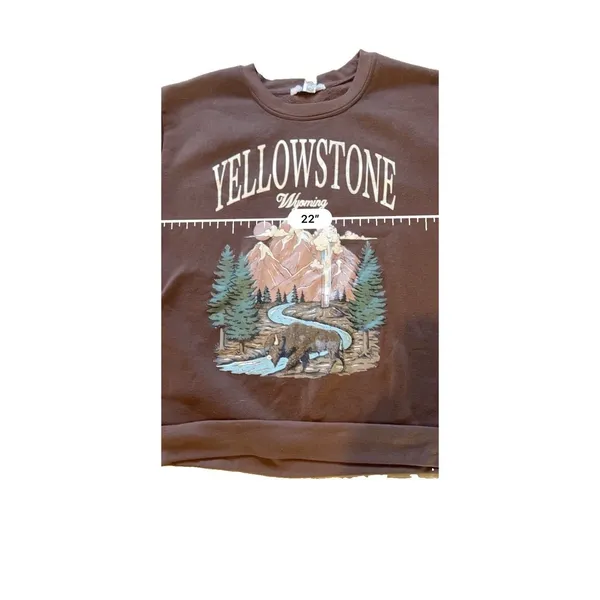 Balanced Motion Sweatshirt unisex XL Brown Yellowstone Wyoming Graphic Crewneck - Image 2
