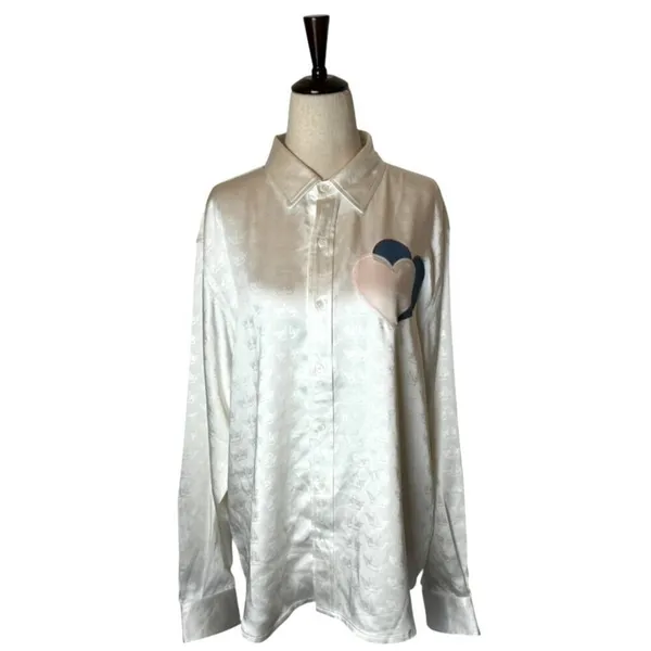 Boys Lie Shirt Women Medium White Satin Collared Button Down Bridezilla Top NWOT - Image 3