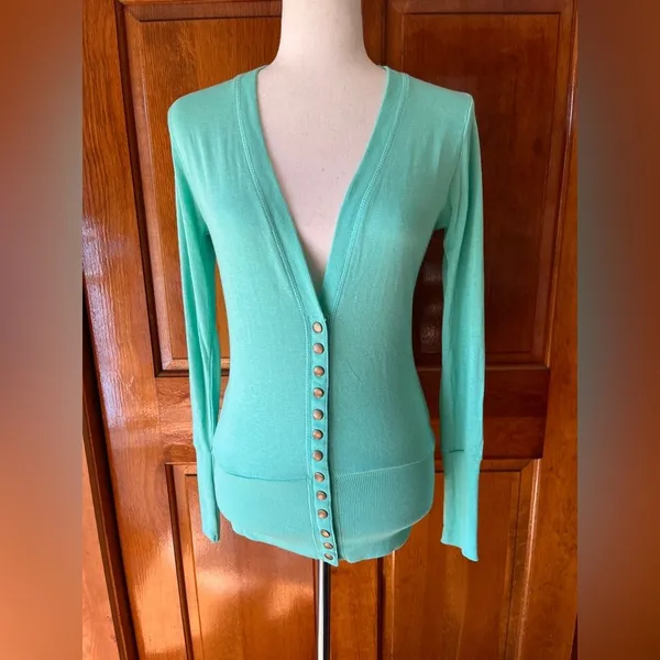 Col-Story Green V-Neck Long-Sleeve Cardigan - Image 6