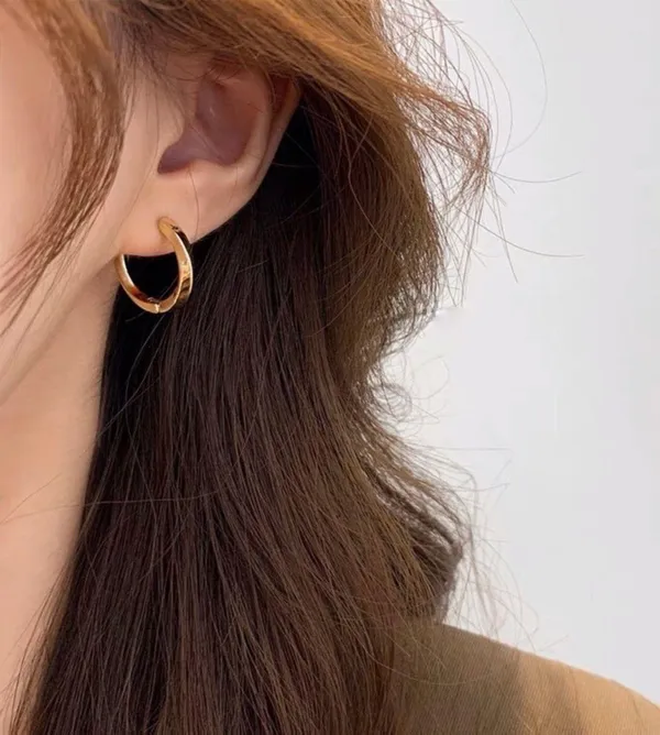 18K Gold Plated Twisted Gold Hoop Earrings for Women - Image 4