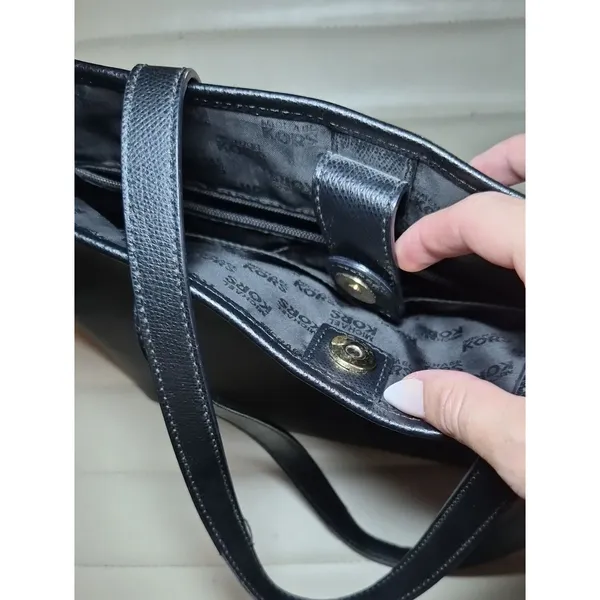 Michael Kors Black Leather Tote Bag Shoulder Purse - Image 7