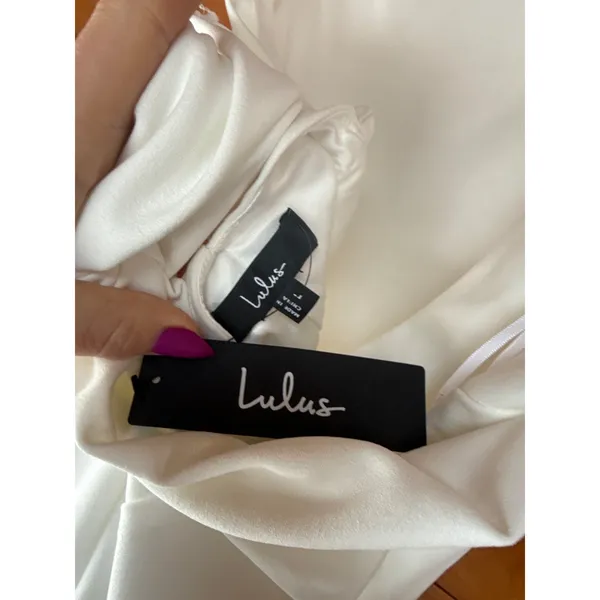 NWT Lulus Devoted Lover White Backless Knotted Bodycon Mini Dress Party Size L - Image 5