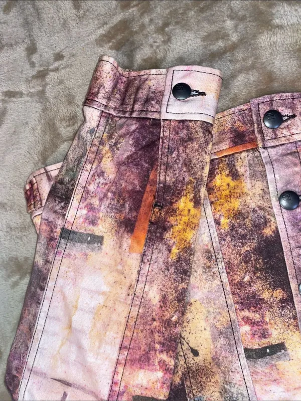 Figi Jeans Acid Wash Denim Jacket featuring abstract paint splatter - Image 4