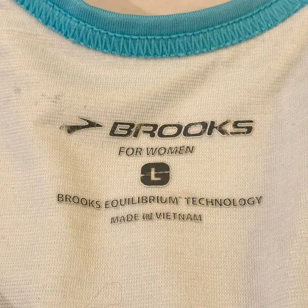 Brooks Sports Bra Women Large Turquoise Blue Running Padded Racerback Gym‎ - Image 2