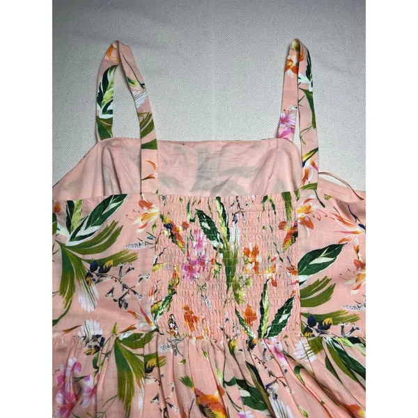 Biltmore Arboretum Floral Fit & Flare Strappy Sundress Size Large Smocked Back - Image 4