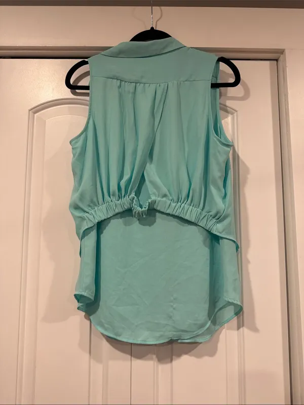 Maeve from anthropologie Sleeveless‎ Button-Down Blouse in Aqua sm nwt - Image 3