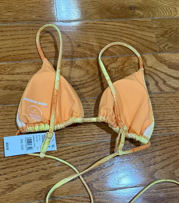 New PacSun Yellow and Orange Snake Print Bikini Small - Image 6