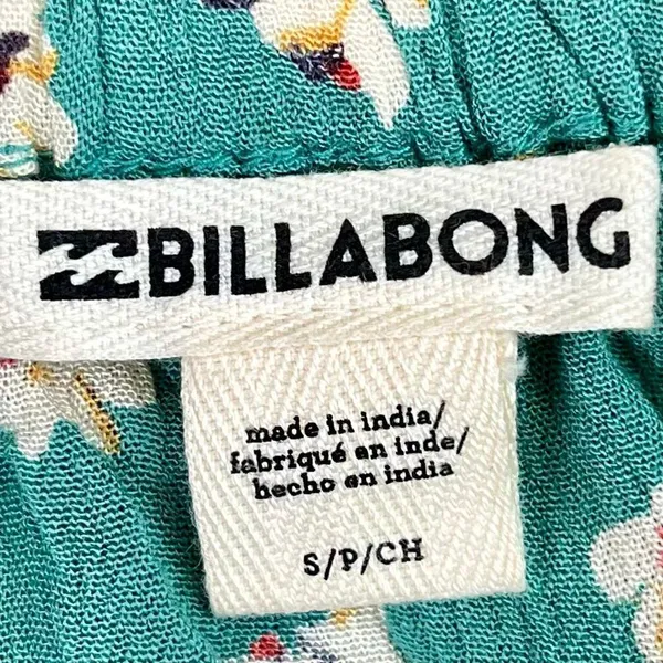 Billabong Sage Green Floral Glared Long Sleeves Off-The-Shoulder Top Small - Image 3