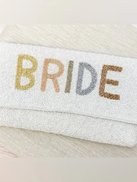 Bride Beaded White Clutch Bag - Image 3