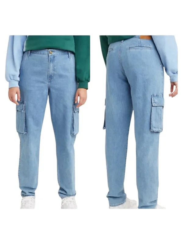 Levis Jeans Women‎ 26 Blue Denim Premium Cool Eco Performance Cargo NWT Retro - Image 2