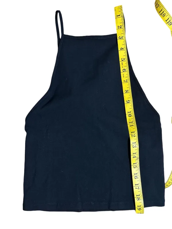 ZARA Black High Neck Spaghetti Strap Cami Top Minimalist Basic Tank Crop Top NWOT M - Image 6