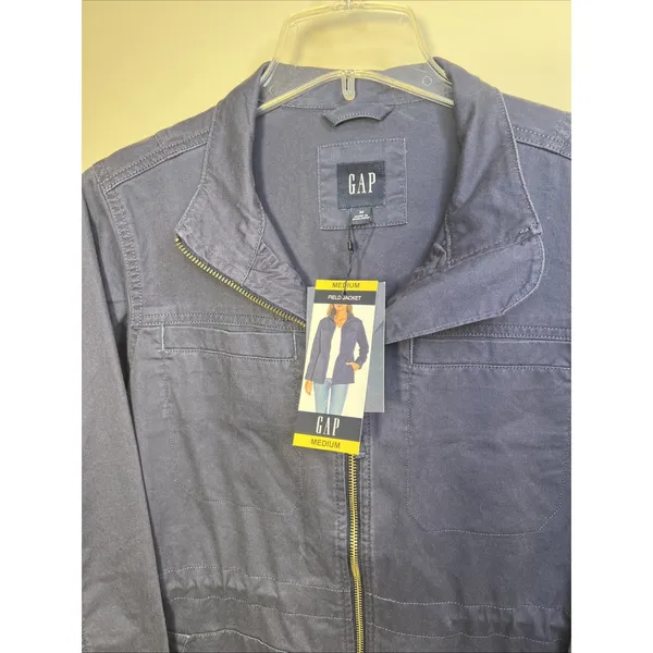 GAP‎ Women's Field Jacket Medium Midnight Blue Full Zip Utility NWT $108 Flaw - Image 3