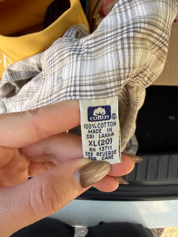 Vtg retro Express beige plaid button up shirt one size #plaid #preppy #western #outdoors - Image 6
