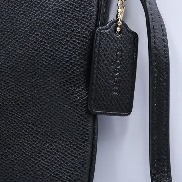 Coach Crossbody Bag Womens Small Black Crossgrain Leather Gold Hardware Zip Top - Image 6