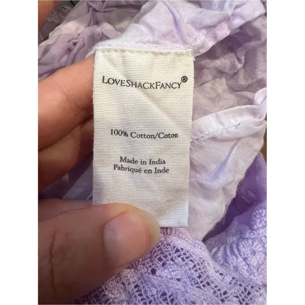 LoveShackFancy Viola Dress In Lavender Lilac Purple Lace Button Back Cotton Sz S - Image 8