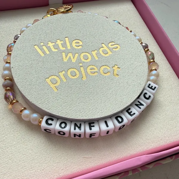 Little Words Project "Confidence" Bracelet NIB Pink Beaded Stretch Bracelet‎ - Image 3