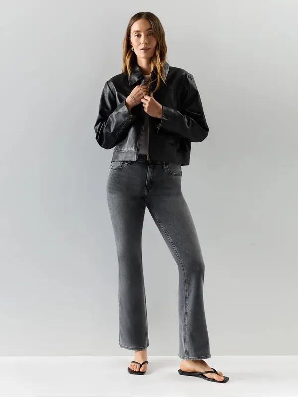 Quince Luna Stretch Flare Jeans Greyed Out Size 29 - Image 4
