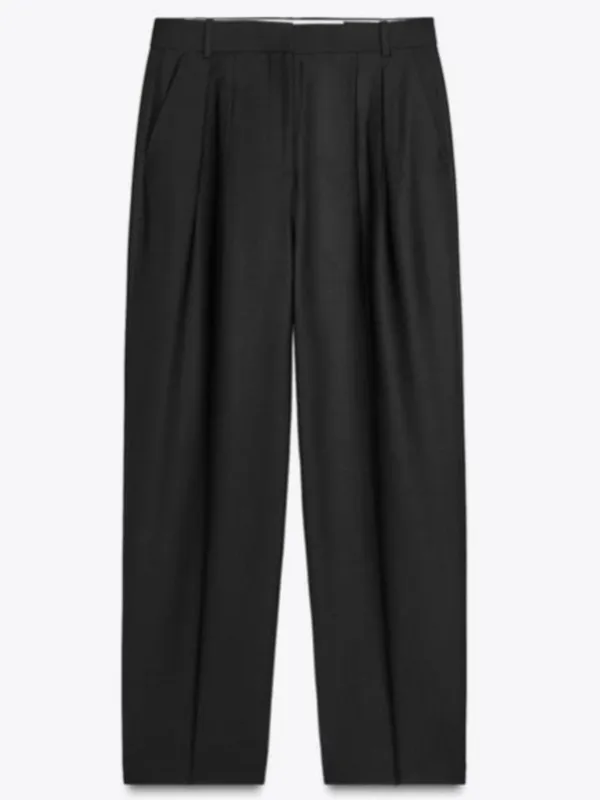 ZARA Full Length Wool Blend Pleated Trousers Black Size XL - Image 2