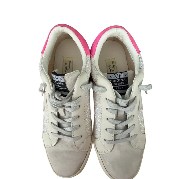 Vintage Havana Flair 32 Pink Suede Multi Glitter Star Sneakers Size 7.5 - Image 6