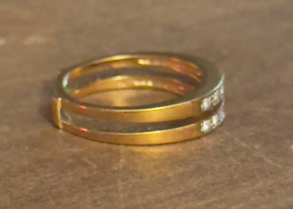 Vintage NV Signed Paved Crystal Band Ring Gold - Image 8
