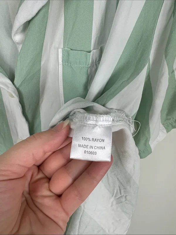 Birdy Grey Eddie Striped Pajama Set Women’s Large Sage Green Shorts Top - Image 7