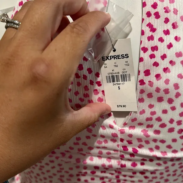 Express Dotted‎ High Neck Asymmetrical Fit and Flare Dress size small NWT - Image 5