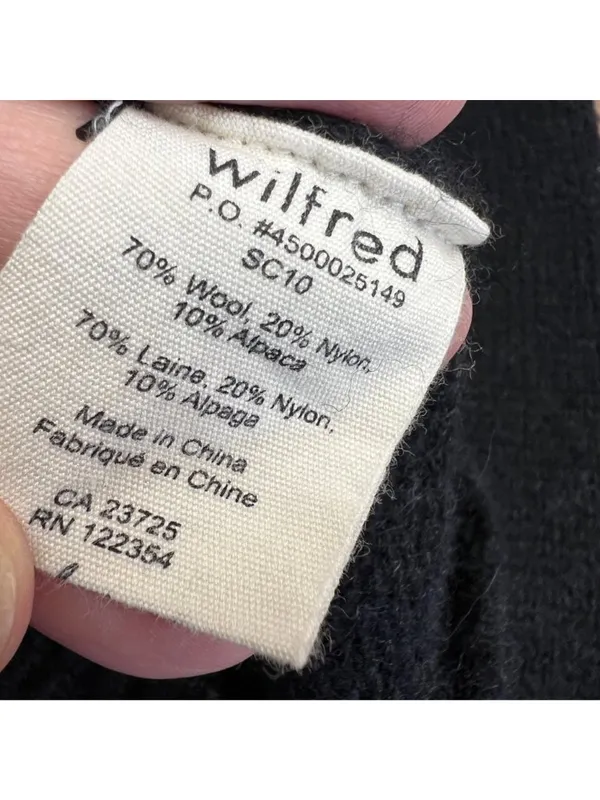Wilfred Ribbed Black Wool-Blend Button-Up Cardigan Sweater Size Medium Classic - Image 8