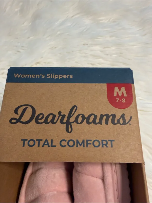 dearfoams Women's Pink Quilted Memory Foam Slippers size M 7-8 - Image 3
