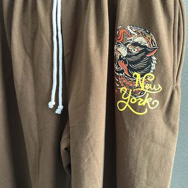 Brown Graphic Jogger Pants Size 1X - Image 5