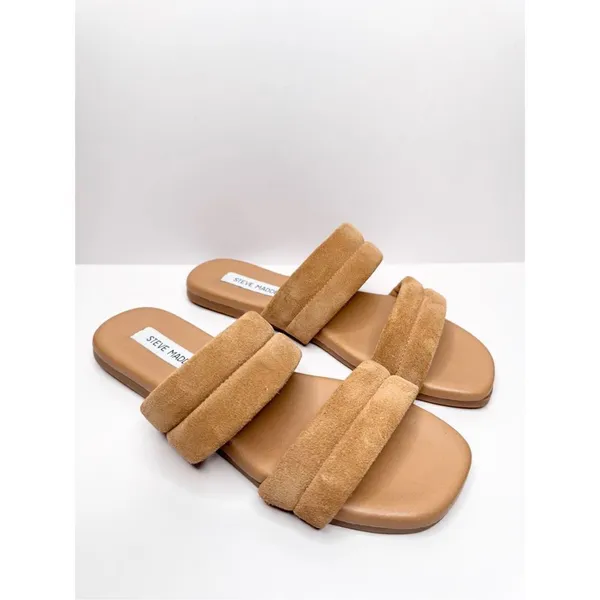 Steve Madden Sandals Womens Size 8 Tan Leather Double Strap Open Toe‎ - Image 2