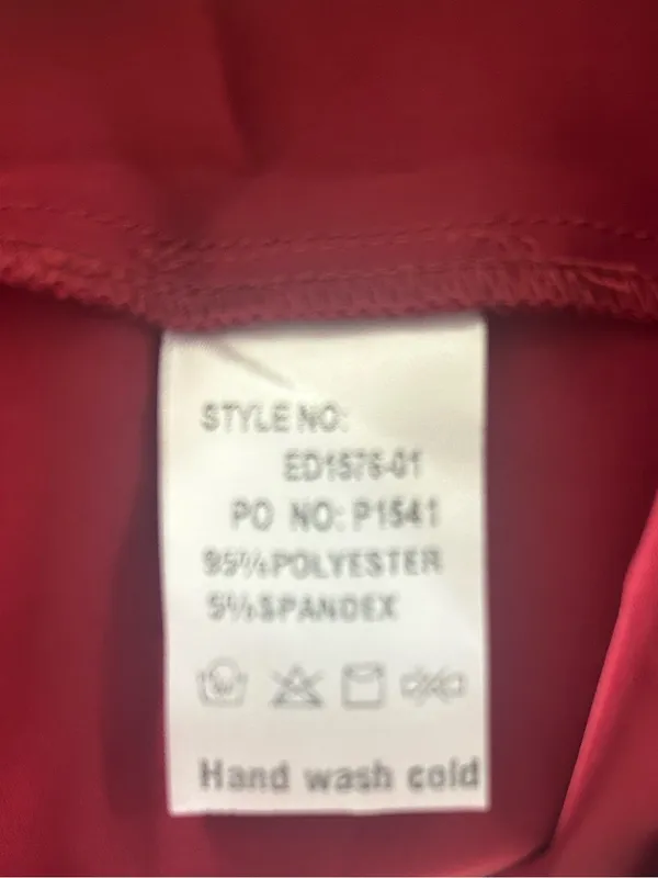 ON YOU Burgundy Satin Slip Midi Dress Square Neck Spaghetti Straps Smocked L - Image 3