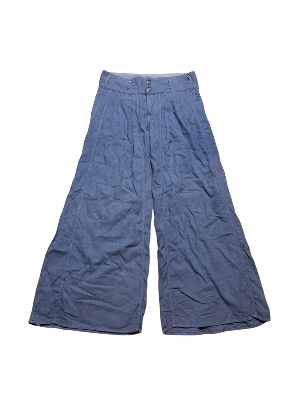 💙 Louie Size 2 Linen Wide Leg Crop‎ Pants Blue Relaxed Fit 33” Waist 💙 - Image 2