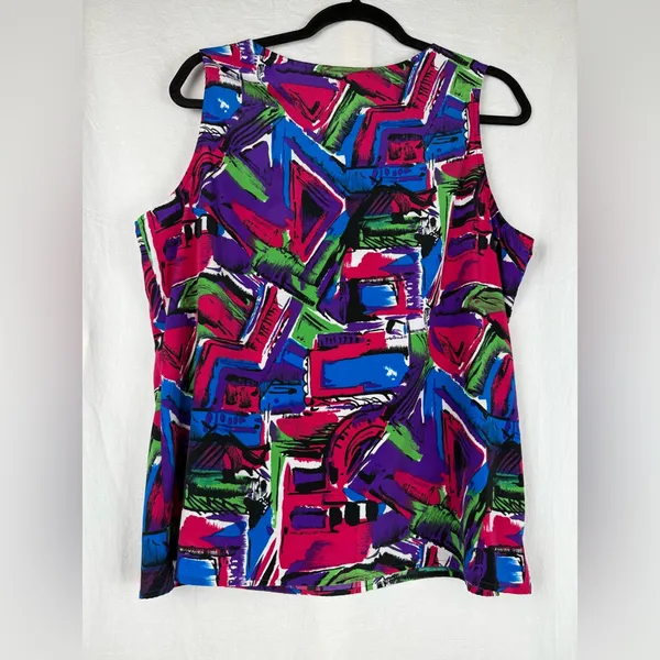Colorful Geometric Women's Tank Top‎ Blue Size L - Image 3