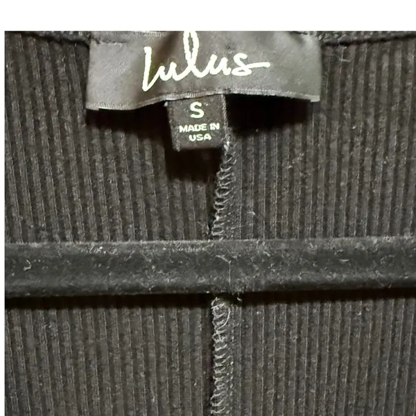 Lulus Black Ribbed‎ Notched Scoop Neck Bodycon Mini Dress Small - Image 3