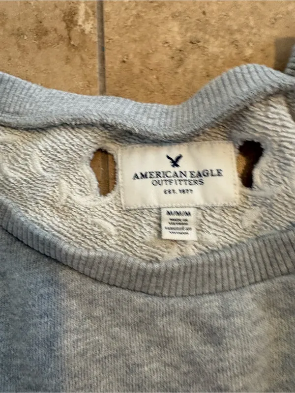 American Eagle Outfitters Light Gray Embellished Shoulder Sweatshirt - Image 2