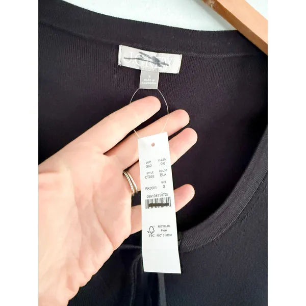 J.Crew | NWT Tie-Front Short-Sleeve Sweater Top Black | Sz S - Image 6