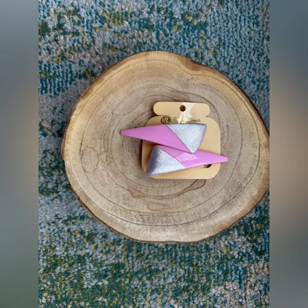 Vintage 90s set pink abstract hair clips - Image 4