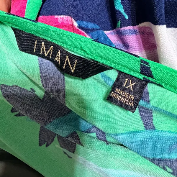 Iman Global Chic Floral Maxi Dress Green‎ Pink V-Neck Sleeveless Plus 1X - Image 6