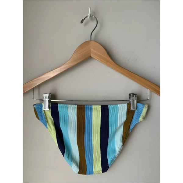 Aerie Ribbed Stripe Bikini Bottoms Small Blue Green Multicolor Swim Bottom - Image 2