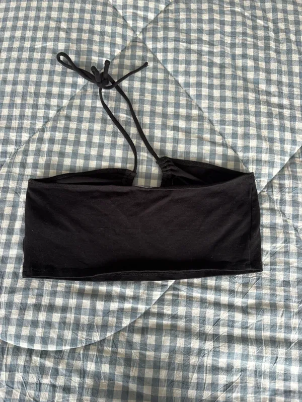 Garage Black Halter Crop Top with Keyhole - Image 3