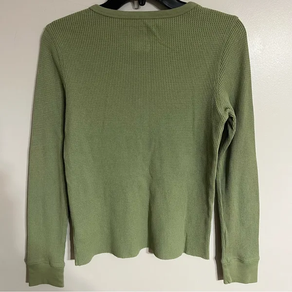 Women's Juniors American Eagle Long‎ Sleeve Henley Size Medium Green Hippie Boho - Image 8