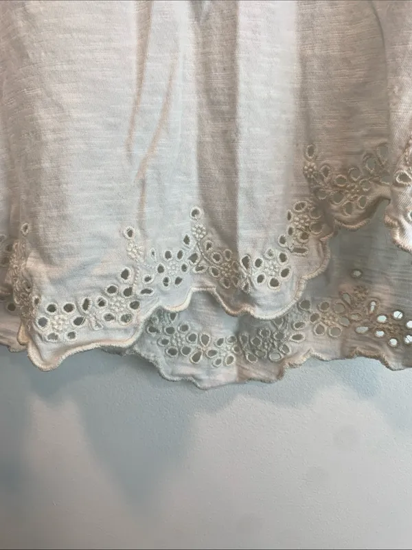 Free People white eyelet top sz XS tp preppy whimsical school casual festival - Image 4