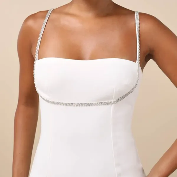 Lulus NWOT Upscale Flirt Ivory Rhinestone Sleeveless Bodycon Midi Dress XS - Image 2