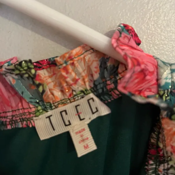 TCEC Floral Ruffle‎ Sleeve Dress - Pink and Green - Image 3