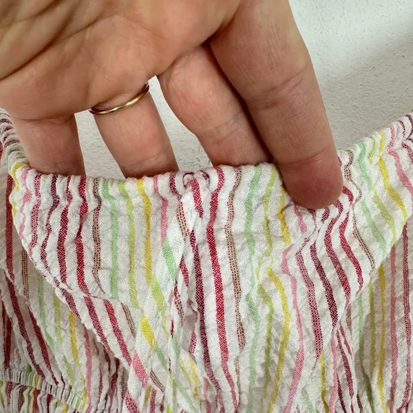 Maison Me Chrissy Dress Striped Rainbow Seersucker Sundress Midi Dress Babymoon - Image 9